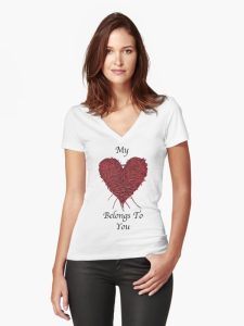 Show your love with this t-shirt that has a red heart and a sweet message. This t-shirt is cozy, cute, and can be ordered online from Redbubble.