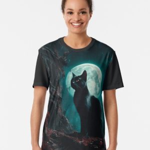 A black cat and a full moon: what could be more magical? Get this Moonlit Black Cat t-shirt by CallaCoralia and show your love for cats and night skies.