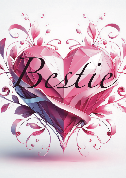 This poster features a cute design of a pink heart and the word “bestie” that you can print and hang on your wall. It’s a great way to show your love for your friend on Galentine’s Day.